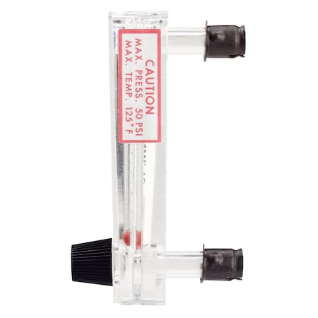 Flowmeter, Range .3-3.5 LPM Water, Less Configurable Valve.